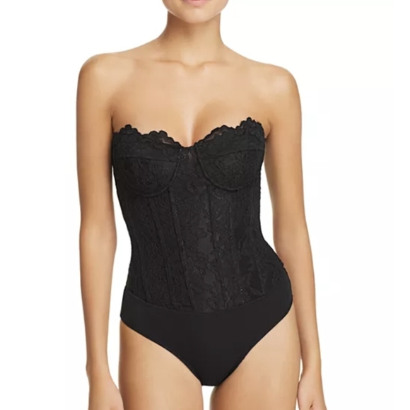Bardot Oskar Lace Bustier Bodysuit, Snap Closure, Detachable Shoulder Straps, 2 - Picture 2 of 16